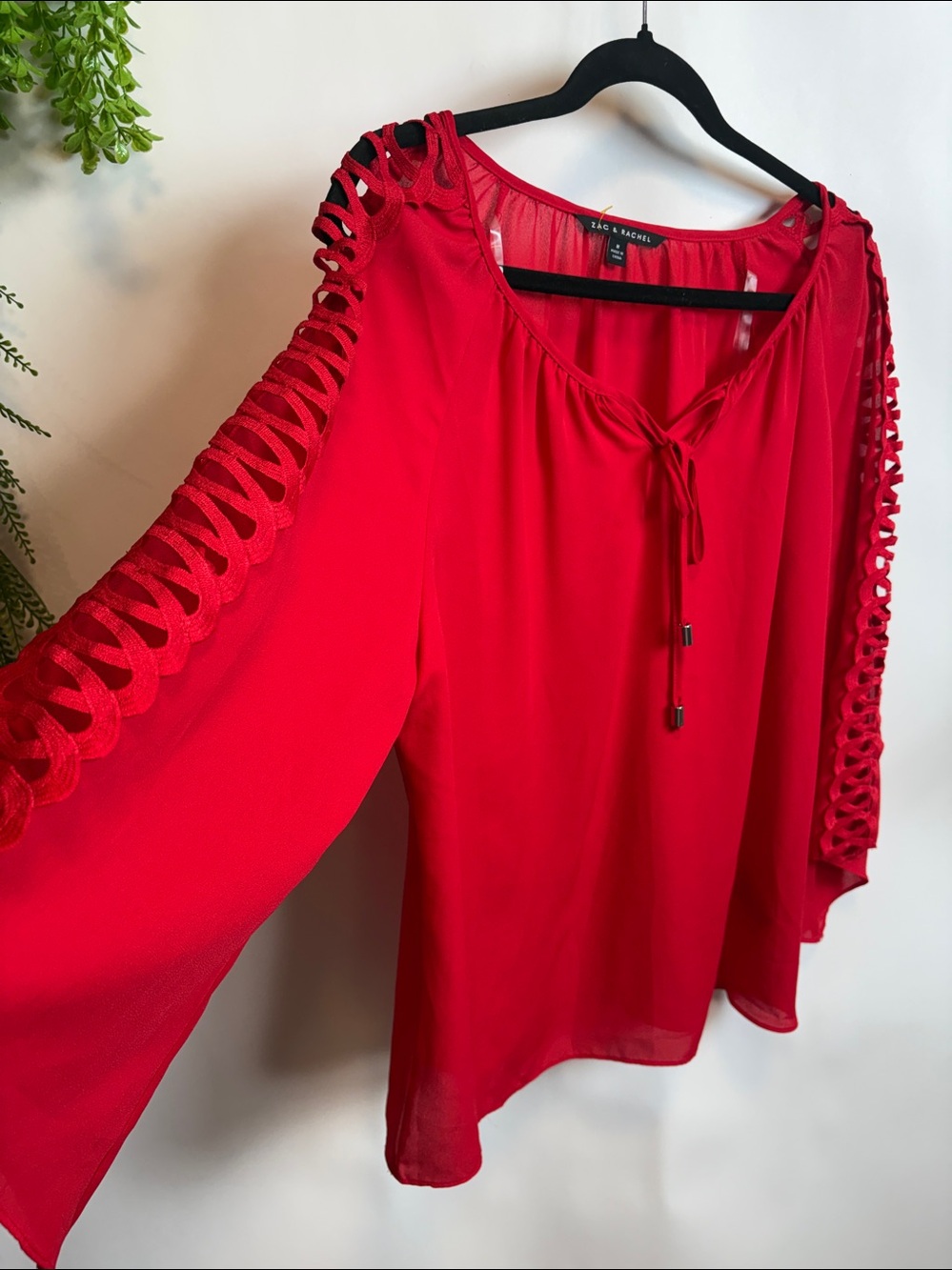 Zac & Rachel Red Relaxed Tie Front Blouse